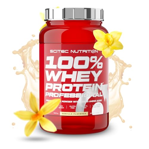 Scitec Nutrition 100% Whey Protein Professional - Angereichert mit zusätzlichen Aminosäuren und Verdauungsenzymen - Glutenfrei - Palmölfrei, 920 g, Vanille