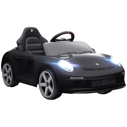 AIYAPLAY Kinder Elektroauto 12V Kinderauto mit 2,4 GHz Fernbedienung, 2 Motor, Kinderfahrzeug mit Softstart, Federungssystem, MP3-Player, Hupe, USB, LED-Leuchten, für 3-5 Jahre, Schwarz