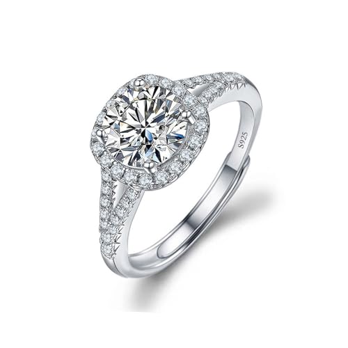 TOEECY Ringe Frauen 925 Sterling Silber Ring Zirkonia Moissanite Diamant Schmuck Verstellbarer Eternity Rings Geburtstagsgeschenk Verlobungsring Eheringe Paar Freund Mädchen (#2)