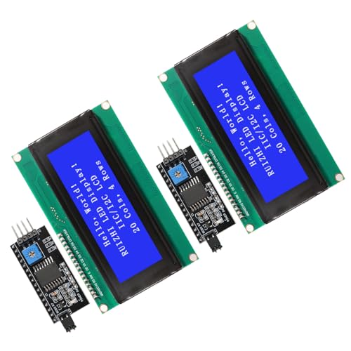 RUIZHI 2 Stück 2004 LCD Display für Arduino Display Modul 20x4 2004 LCD Display mit LCD Bildschirm Anzeigemodul Zeichen Blau Bildschirm und TWI IIC I2C LCD Schnittstelle Adapter mit Arduino Display