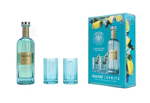 ITALICUS Rosolio di Bergamotto Likör, Geschenk-Set mit 2 Gläsern, Aperitif aus Bergamotte für Cocktails & Spritz, Premium Likör aus Italien, 1 x 0,7 L
