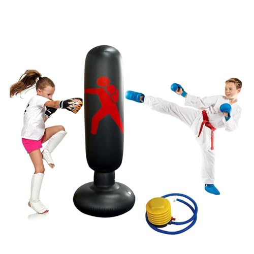 Boxsack Kinder Standboxsäcke Aufblasbare 160cm Boxsäule Tumbler für Kinder Erwachsene Kickboxen, Karate, Taekwondo, Boxen und Stressabbau