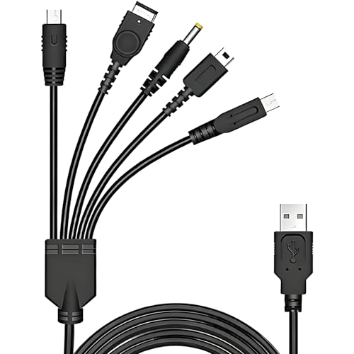 Leloco 5-in-1-Ladekabel für Nintendo 3DS, für Nintendo DS Lite Ladekabel für 3DS XL/2DS/2DS XL/DS/DSI/DS XL/Wii U/GBA SP/PSP 1000 Universal Ladegerät Mehrfach-Ladestation