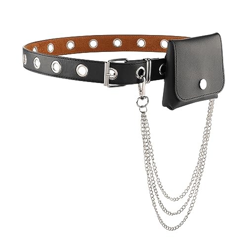 CHIC DIARY Taillengürtel mit Kleiner Tasche Mini Hüfttasche Damen Mode Bauchtasche Gürteltasche Gürtel mit Kette