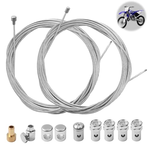 2 Stück 2m Motorrad Universal Seilzug Reparaturset mit Bowdenzug Gaszug Kupplungszug Schaltzug mit 9x Nippel Motorrad Universal Seilzug für Mofa Moped, Fahrrad, Roller
