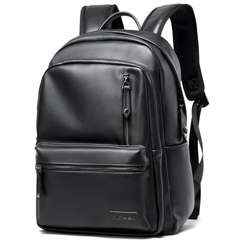 MATE ELAN Lederrucksack Herren Damen, Laptopfach Rucksack 15 Zoll,Rucksäcke Großer,Schulrucksack Schwarz,Leather Backpack,City Leder rucksack Wasserabweisend für Arbeit,Reisen,Uni
