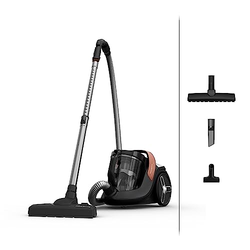 Rowenta Green Force Cyclonic Effitech, Bodenstaubsauger ohne Beutel, 500 Watt, 2,5l XXL-Fassungsvermögen, besonders leise mit nur 68 Dezibel, für alle Böden geeignet, Schwarz-Terracotta, RO7C30