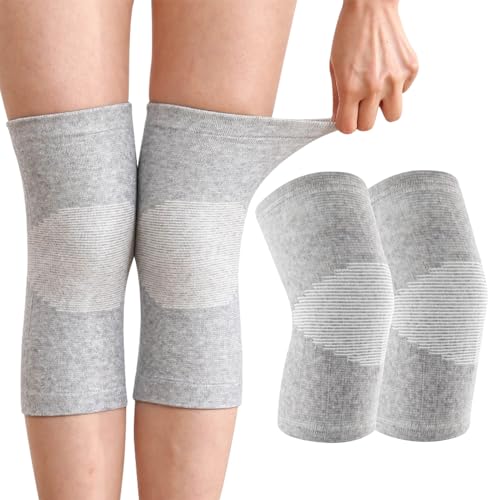 Bambus Kniebandage Mit Kompression,Bambus Kniebandage,Kniebandage Männer Damen, Knie Bandagen Damen,Kniebandage Damen Arthrose,Knee Sleeves,Knieorthese Kniebandage Sport-Knieschoner (Grau,XL)