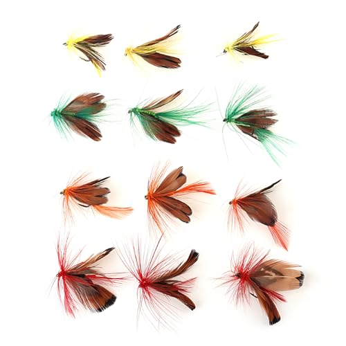 OriGlam Schmetterlings-Fliegenköder, handgefertigt, für Barsch, Panfish, Forelle, Lachs, 12 Stück