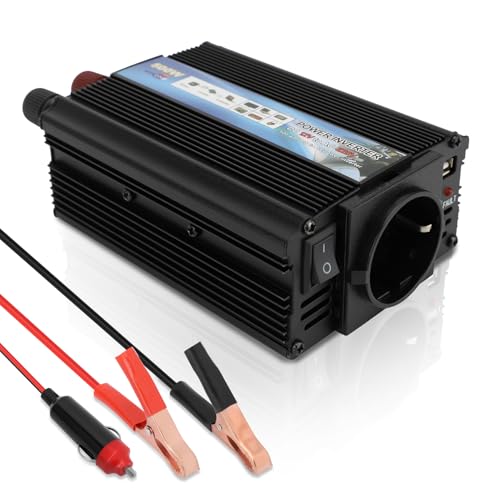 500W Wechselrichter DC 12V auf 220-230V Spannungswandler Auto Steckdose Stromwandler, Adapter Zigarettenanzünder Steckdose Auto Ladegerät, Laden Sie Ihr Laptop, Phone, Tablet Und Mehr