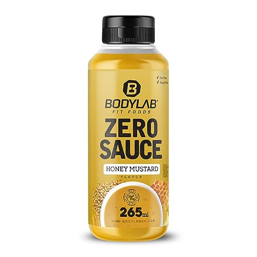 Bodylab24 Zero Sauce Honig-Senf 265ml, kalorienarm, nur 3-9 kcal je 15g Portion, fett- und zuckerreduziert, perfekt zum Verfeinern von Gerichten, als Sauce oder Dressing, ideal für jede Diät