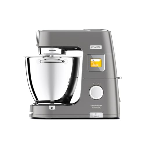Kenwood KWL90.004.SI Titanium Chef Patissier XL Küchenmaschine, 2 Schüsseln 5L & 7L, 4 Rührelemente, Spritzschutz, Premium-Design