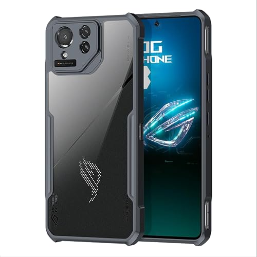 GIOPUEY Hülle für Asus ROG Phone 9 Pro, Hart-PC + Weiche TPU Abdeckung, Hohe Transparenz, Klar Handyhülle, Luftpolster Anti-Drop, Kein Vergilben - Black