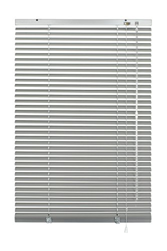 GARDINIA Alu-Jalousie, Sichtschutz, Lichtschutz, Blendschutz, Wand- und Deckenmontage, Aluminium-Jalousie, Silber, 140 x 175 cm (BxH)