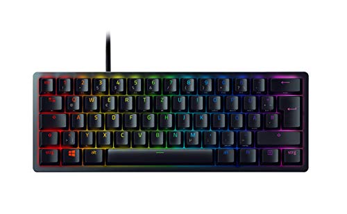 Razer Huntsman Mini (Red Switch) - Kompakte 60% Gaming Tastatur (Lineare Optisch-Mechanische Switches, Doubleshot PBT-Tastenkappen, Abnehmbares USB-C Kabel) QWERTZ DE-Layout | Schwarz