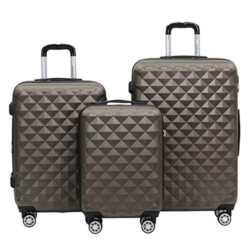 BEIBYE Trolley Koffer Reisekoffer Reisekofferset Gepäckset Kofferset 4 Zwillingsrollen Hartschale (Coffee)