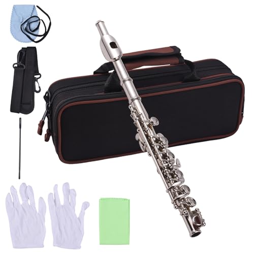Weiß Kupfer Piccolo Instrument, C-Ton, Anfänger-Set mit Koffer, Reinigungsstab, Tuch und Fäustling, für Schüler, Bühne oder Prüfung