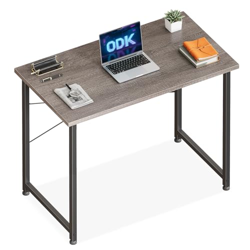 ODK Kleiner Schreibtisch, 80×40cm Computertisch Bürotisch für Arbeitszimmer, Schlafzimmer, Wohnzimmer,Büro, Schreibtisch Klein Modern Holz PC Tisch Officetisch für Home, Office, Grau