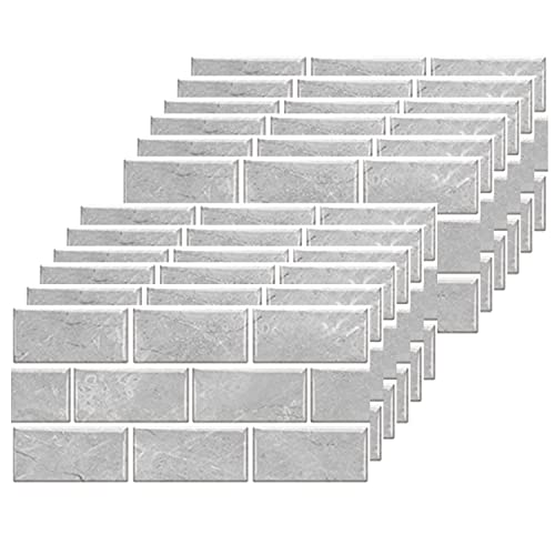 12 stück Fliesenaufkleber für Bad und Küche 30x15cm Fliesenfolie Wasserfest Badezimmer Fliesensticker, Küchenfolie Selbstklebend Vinyl Fliesen klebefliesen Grau