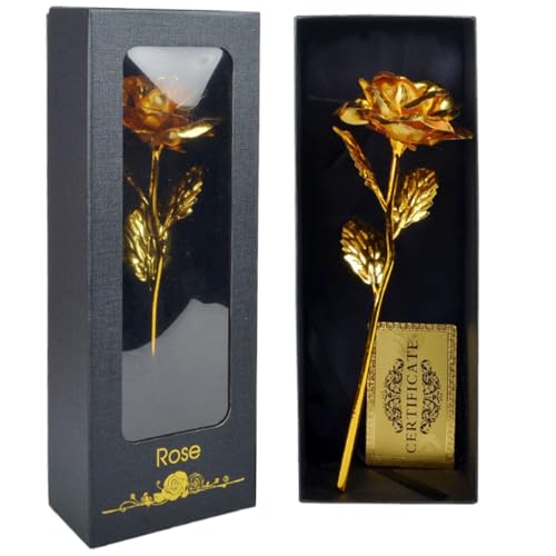 ZEPIQOR Gold Dipped Gold Rose, Infinity Flower Decor Hand Getaucht in Romantische Rose Geschenke für Frauen In Ihrer Frau Freundin Geburtstag Geburtstag Valentines Muttertag Weihnachten(Blackbox)