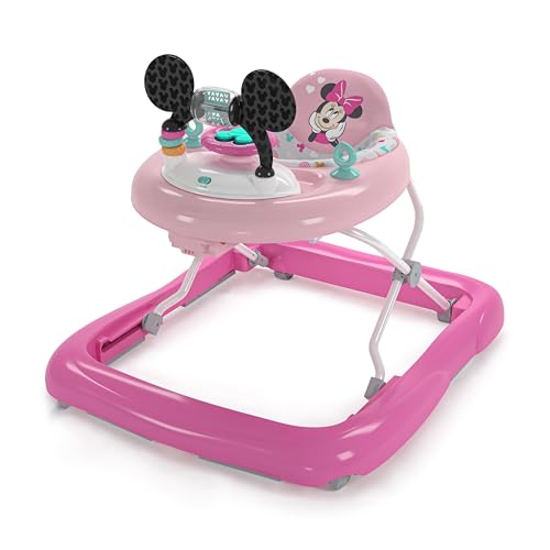 Bright Starts, Disney Baby, Minnie Mouse, Tiny Trek, Forever Besties, 2 in 1 Lauflernhilfe mit abnehmbarer Spielstation, Lichtern und Liedern, höhenverstellbar, Minnie Maus, 12825, pink