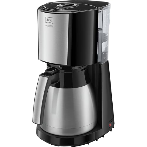 Melitta Enjoy Top Therm – Filterkaffeemaschine mit Thermkanne aus Edelstahl, für bis zu 10 Tassen Kaffee, in Schwarz/Edelstahl