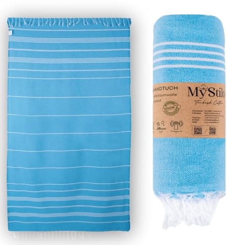 MyStilo® XXL Saunahandtuch Hamamtuch - Großes, Weiches Badetuch 100x200cm, Schnelltrocknend - Premium Strandtuch, Beach Towel, Handtuch für Männer, Frauen, Yoga und Fitness (Helltürkis)