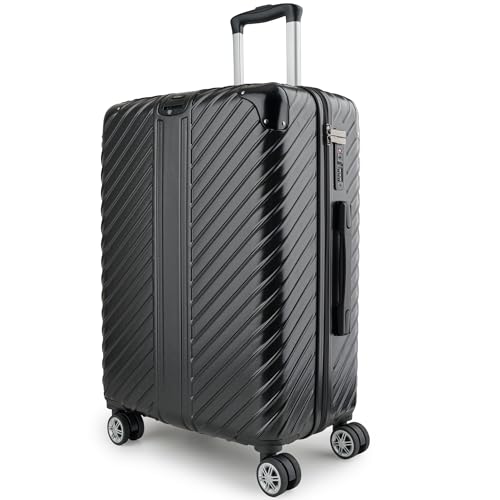 LETTOO 120L (75x50x33) Reisekoffer mit Rollen - Extrem Stabiler Trolley Koffer mit Laptoptaschen-Befestigung und Eckschutz Eckenschutz (schwarz, XL 28 Zoll)