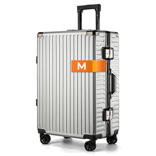 It'Go Aluminium Rahmen Koffer M Groß Hartschalenkoffer Gepäck mit 4 Rollen Handgepäck Reisekoffer Koffer&Trolleys Silber