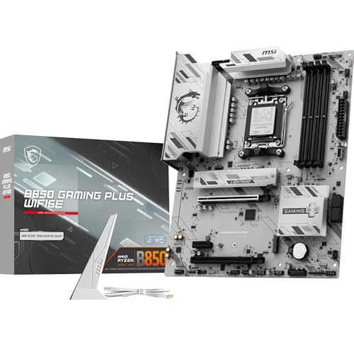 MSI B850 Gaming Plus WIFI6E Mainboard, ATX – unterstützt AMD Ryzen 9000/8000/7000 Prozessoren, AM5 – DDR5 Arbeitsspeicher Boost 8200+ MT/s (OC), PCIe 4.0 x16, M.2 Gen5, Wi-Fi 6E, 2,5G LAN