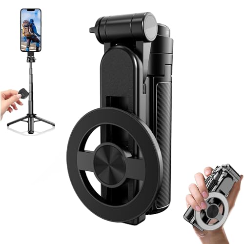 4 in 1 Multifunktionaler Magnetischer Selfie-Stick, 360°-Rotations-Telefonständer mit kabelloser Fernbedienung für iPhone & Android, Telefonstativ für Zuhause, Reisen, Vlogging & Videoaufnahme