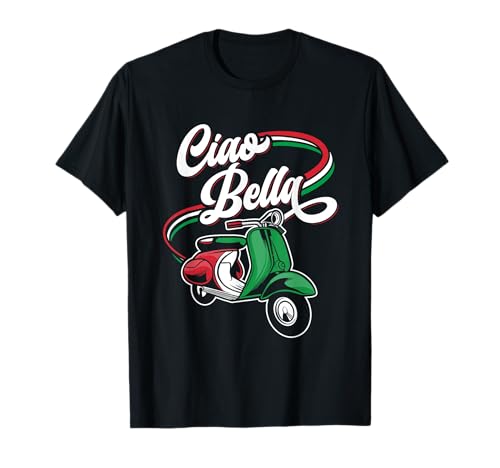 Motorroller Scooter Moped Ciao Bella Italien Flagge T-Shirt