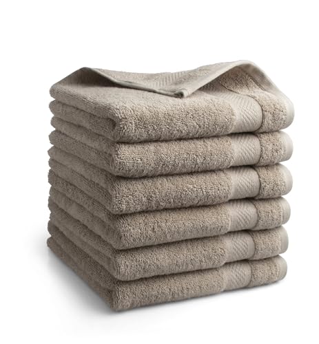 DoubleDry Premium Handtücher Set - 6 Stück 50 X 100 cm Baumwolle - 500 g/m² - Weich & Saugstark - Handtuch Badetuch badehandtücher für Bad und Dusche (Taupe)
