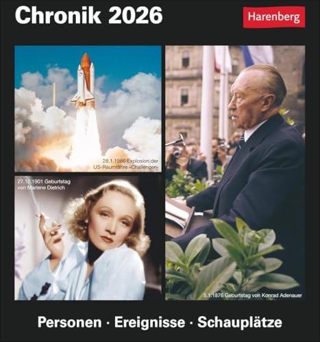 Chronik Tagesabreißkalender 2026 - Kulturkalender - Personen, Ereignisse, Schauplätze: Was geschah wann? Kalender zum Abreißen mit wichtigen ... Quiz für Hobby-Historiker. Tischkalender 2026