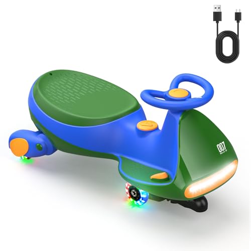 FanttikRide N7 Pro Kinder Elektroauto, Elektrisches Rutschauto mit Pedal, Typ C aufladbar Batterie Kinder Auto, 2 Geschwindigkeit Kippschutz Leuchtende Räder, Bluetooth, für Kind ab 3 Jahren, Grün