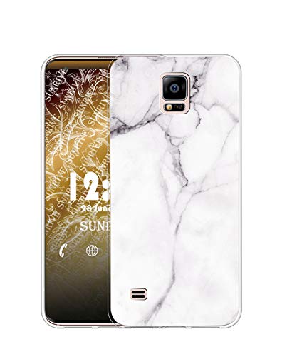 Sunrive Kompatibel mit Samsung Galaxy S5 mini Hülle Silikon, Transparent Handyhülle Schutzhülle Etui Case (TPU Marmor Weißer)+Gratis Universal Eingabestift MEHRWEG