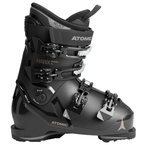 ATOMIC HAWX Magna 75 W Skischuhe in Schwarz/Gold - Größe 37.5/38 - Breite Ski-Boots mit 102 mm Passform & 75er-Flex - Hochwertige Ski-Schuhe mit Prolite-Konstruktion
