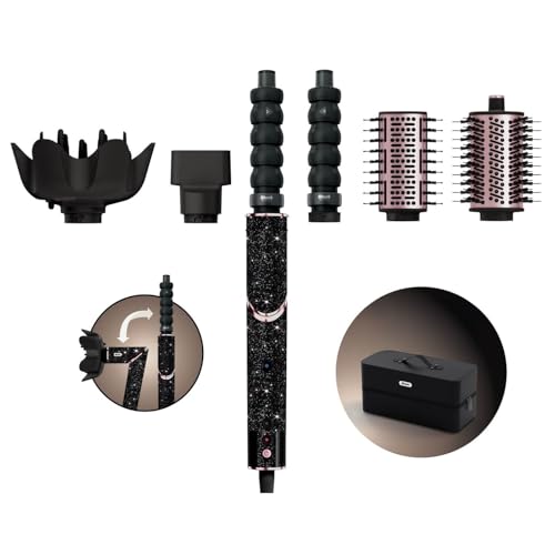 Shark FlexStyle Sparkle Limited Edition Black Diamond 5-in-1 Haarstyler & -trockner mit Lockenaufsatz, Paddelbürste, Ovalbürste, Konzentrator, Diffusor, Aufbewahrungsbox, ohne Hitzeschäden HD446JBEU