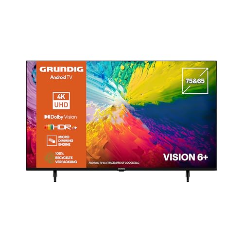 GRUNDIG 75 VOE 73 Fernseher 75 Zoll (189 cm) LED TV, Android 11 TV, 4K UHD, Dolby Vision, HDR10+, Micro Dimming Engine, Motion Picture Improvement, Chromecast Built-in, Bluetooth, Smart TV, Schwarz