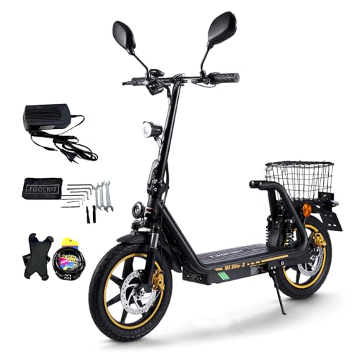 TWOFISH E Scooter mit EEC Zulassung, 500W Elektro Scooter mit 48V 13Ah Akku, 30 km Reichweite, 14