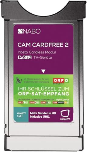 NABO CAM CARDFREE 2 ORF DIGITAL DIREKT Irdeto CI+ Modul für Sat (Kartenlos, Keine Karte notwendig) FÜR ÖSTRREICH Fernseher & Sat Receiver