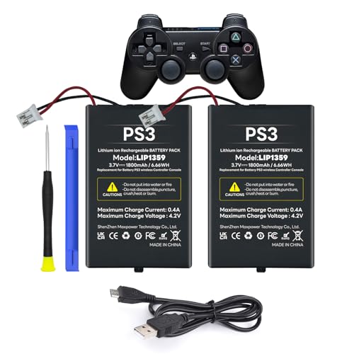 2X 1800mAh Akku Batteries LIP1859/LIP1472/LIP1359 für PS3 PlayStation 3 Dualshock Wireless Controller