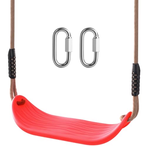 Ausbond Kinderschaukel Outdoor Schaukelsitz mit verstellbarem 2m Seil und 2 Verschluss, Robuste Schaukel für Garten und Indoor, Kinder,Rot