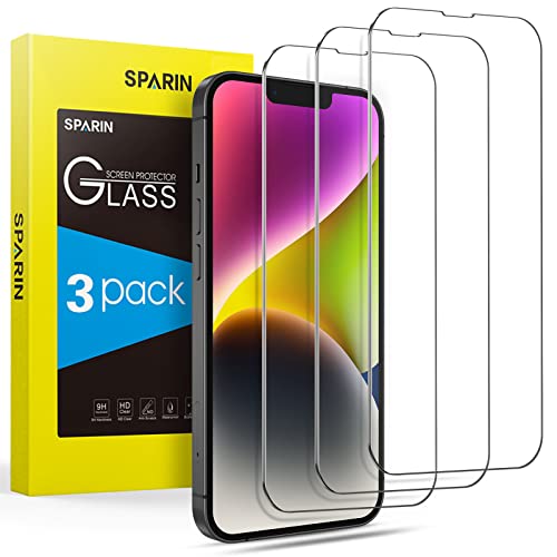 SPARIN für iPhone 14/13/13 Pro /16e für Panzer Schutz Glas, 3 Stück HD Schutzfolie für iPhone 6.1 Zoll,9H-Härte Gehärtetes Glas