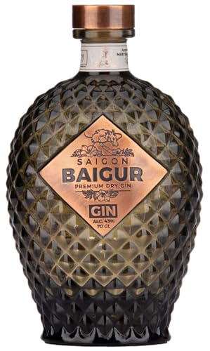 Saigon Baigur Premium Dry Gin (70cl, 43% Vol) Einzigartige Mischung aus 12 Vietnamesischen Botanicals, Erster Premium Dry Gin aus Ho-Chi-Minh-Stadt, Hergestellt in Einem Traditionellen Kupferkessel