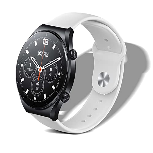 Rosok 22mm Silikon Armband für Xiaomi Mi Watch/Xiaomi Watch S1 / Xiaomi Watch S1 Active Sport Ersatzarmband für Xiaomi Mi Watch/Watch S1 / Watch S1 Active Sport Ersatzarmband - Weiß