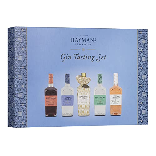 Hayman’s | Gin Tasting Set | 5x50ml | 36,28% vol | Auslese von 5 exklusiven Gin Sorten | Old Tom, Peach & Rose Cup, Cordial Gin, London Dry, Sloe Gin