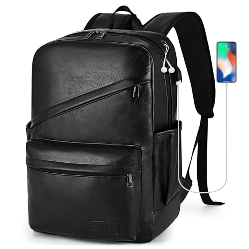 SPAHER Rucksack Herren Leder Handgepäck Rucksack 40x30x20 Wizzair Vueling Reiserucksack Laptop Rucksack 15,6 Zoll mit USB-Ladeanschluss Weekender Herren Damen 25L Travel Backpack für Arbeit College