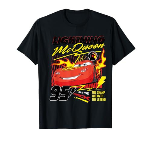 Cars Lightning McQueen T-Shirt, Schwarz, Klein, Unisex, Kurzarm, T-Shirt, Klassisch, Cartoon, Feuer Design