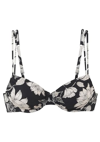 s.Oliver Bügel-Bikini-Top mit schwarz-weißem Blumenmuster
